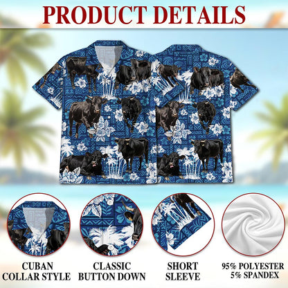 Black Cattle Hawaiian Shirt for Men, Button Down Aloha Shirt - Azhawaiian