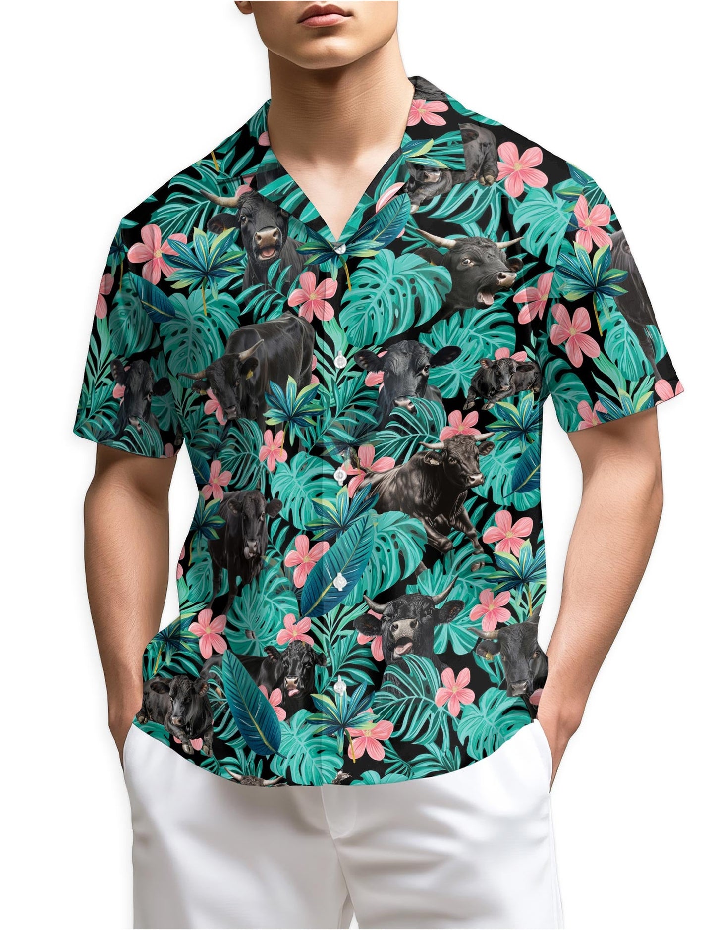 Azhawaiian Black Cow Hawaiian Shirt for Men