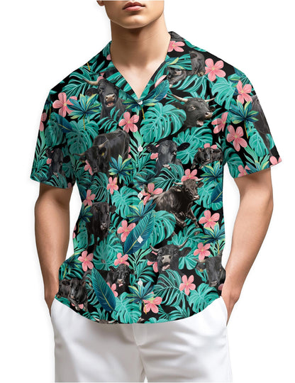 Azhawaiian Black Cow Hawaiian Shirt for Men