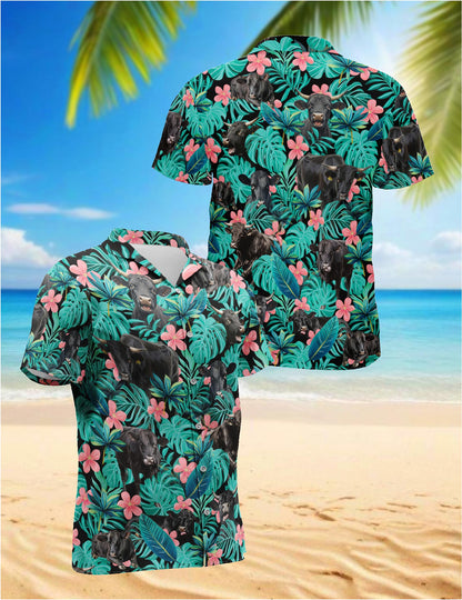 Black Cow Hawaiian Shirt for Men, Button Down Aloha Shirt - Azhawaiian