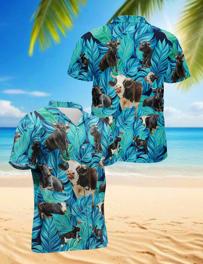 Azhawaiian Black Hereford Cattle Hawaiian Shirt for Men