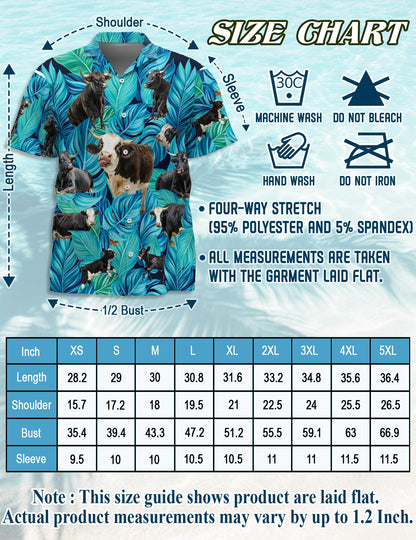 Black Hereford Cattle Hawaiian Shirt for Men, Button Down Aloha Shirt - Azhawaiian