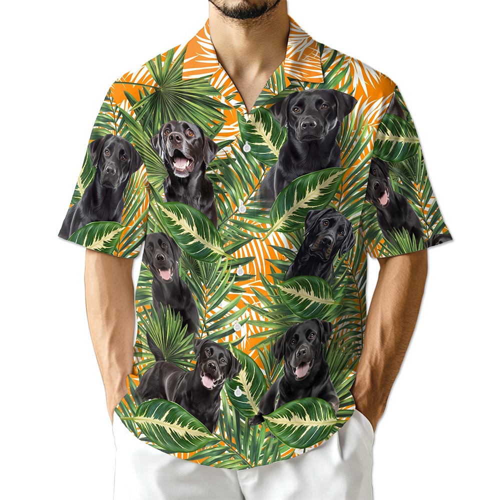 Azhawaiian Black Labrador Retriever Dog Hawaiian Shirt for Men