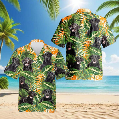 Black Labrador Retriever Dog Hawaiian Shirt for Men, Button Down Aloha Shirt - Azhawaiian