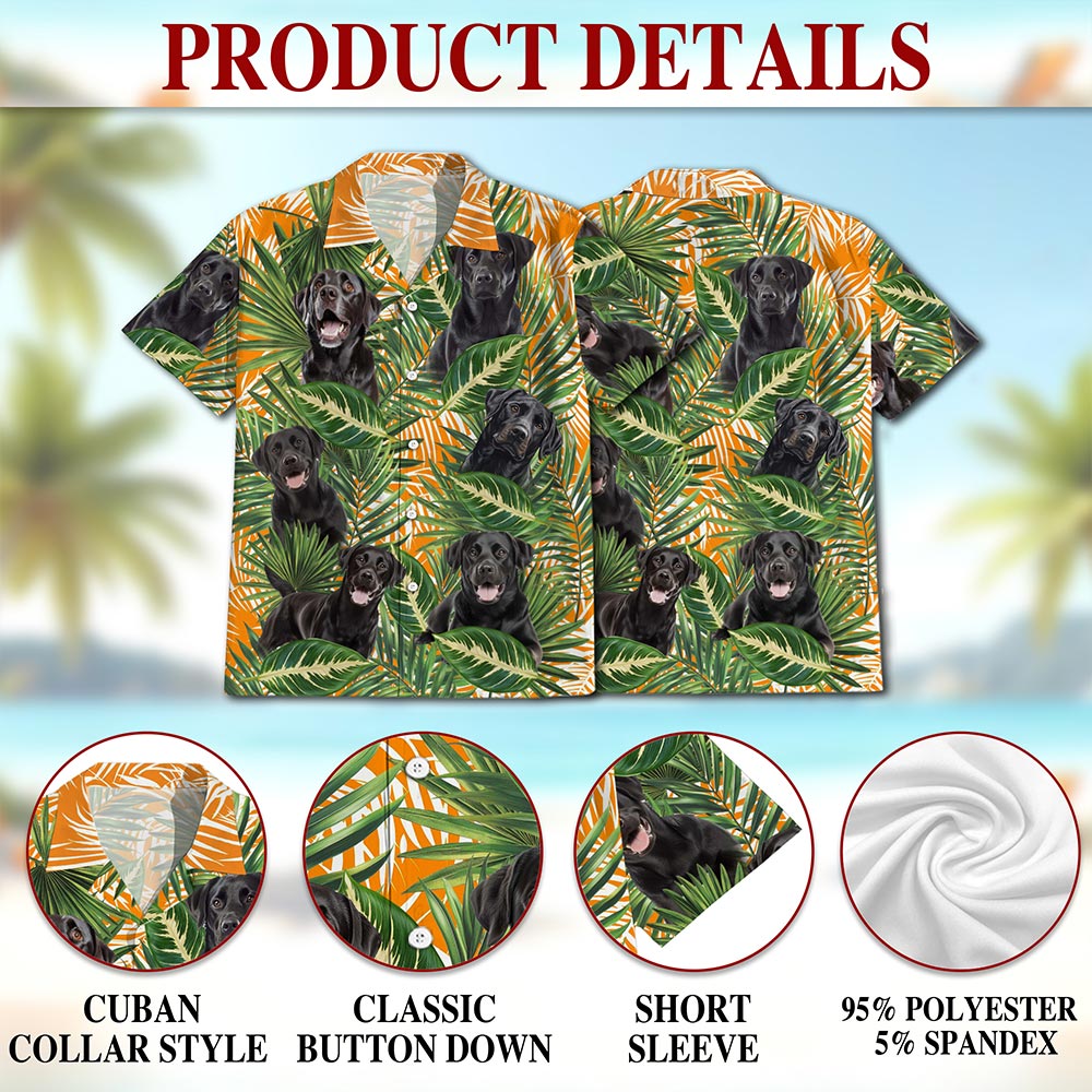 Black Labrador Retriever Dog Hawaiian Shirt for Men, Button Down Aloha Shirt - Azhawaiian