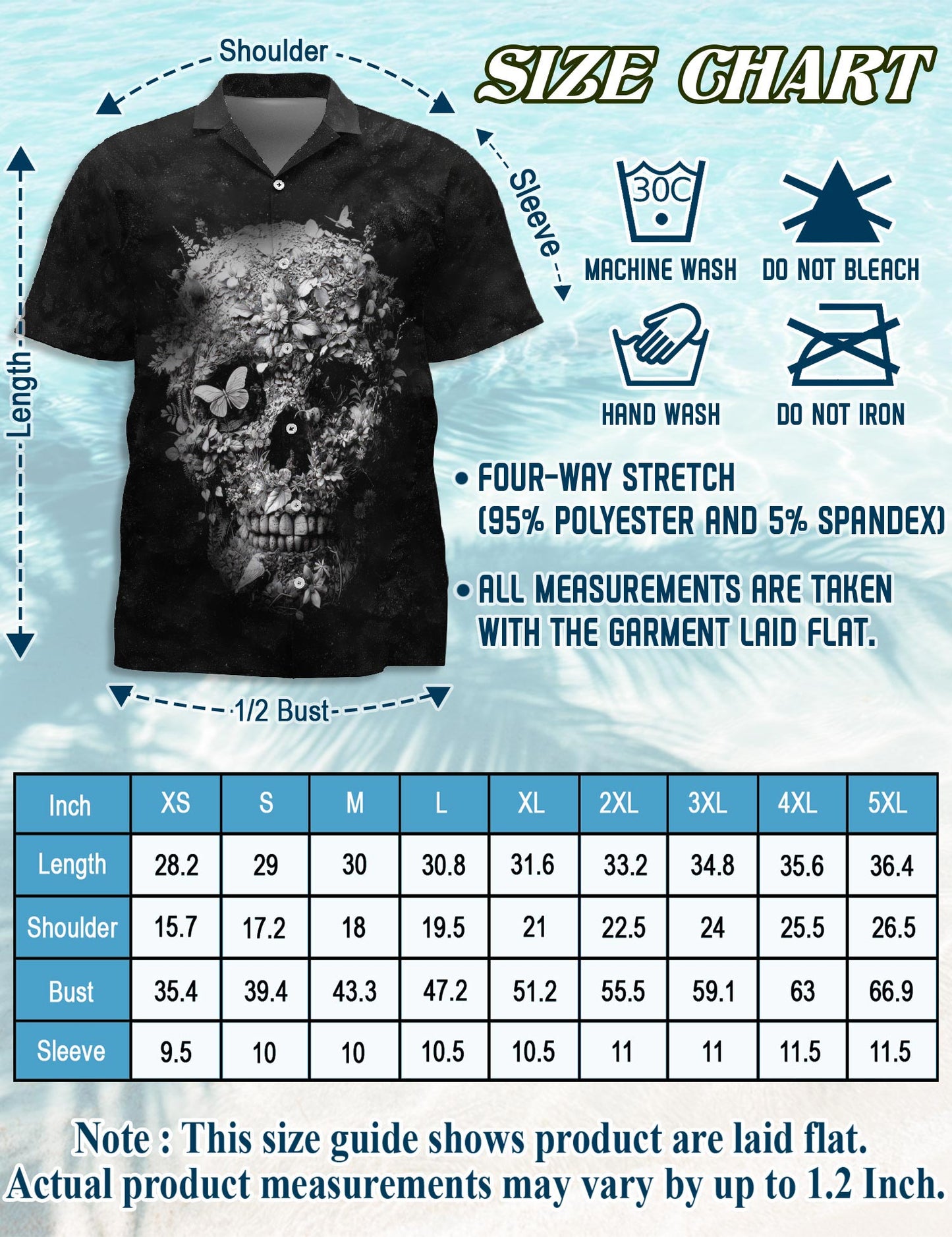 Black Skull Flower Hawaiian Shirt for Men, Button Down Aloha Shirt - Azhawaiian