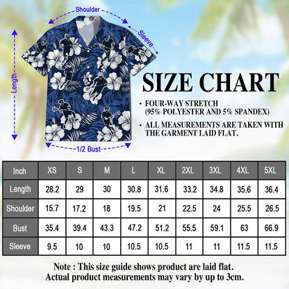 Blue Black Lacrosse Hawaiian Shirt for Men, Button Down Aloha Shirt - Azhawaiian