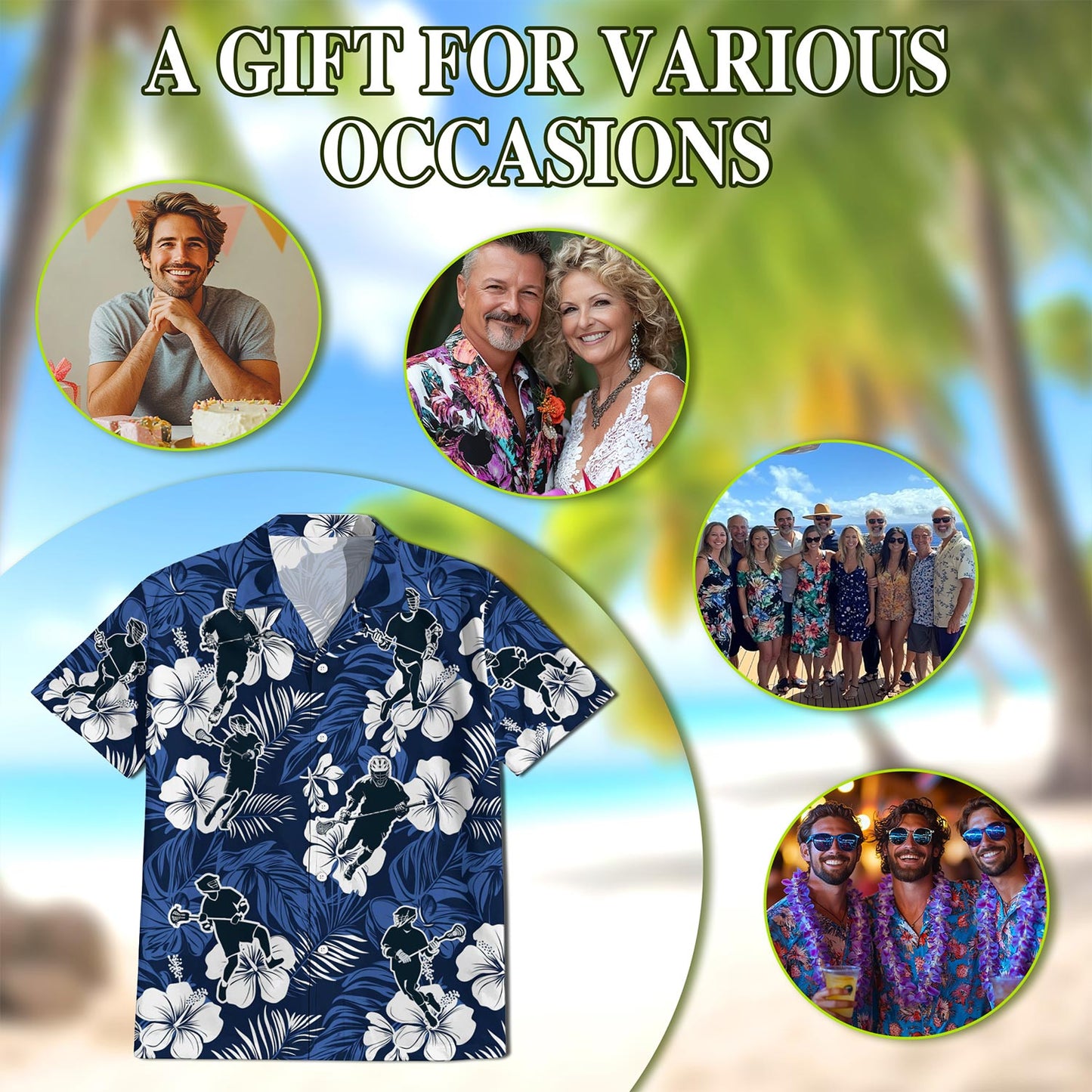 Blue Black Lacrosse Hawaiian Shirt for Men, Button Down Aloha Shirt - Azhawaiian