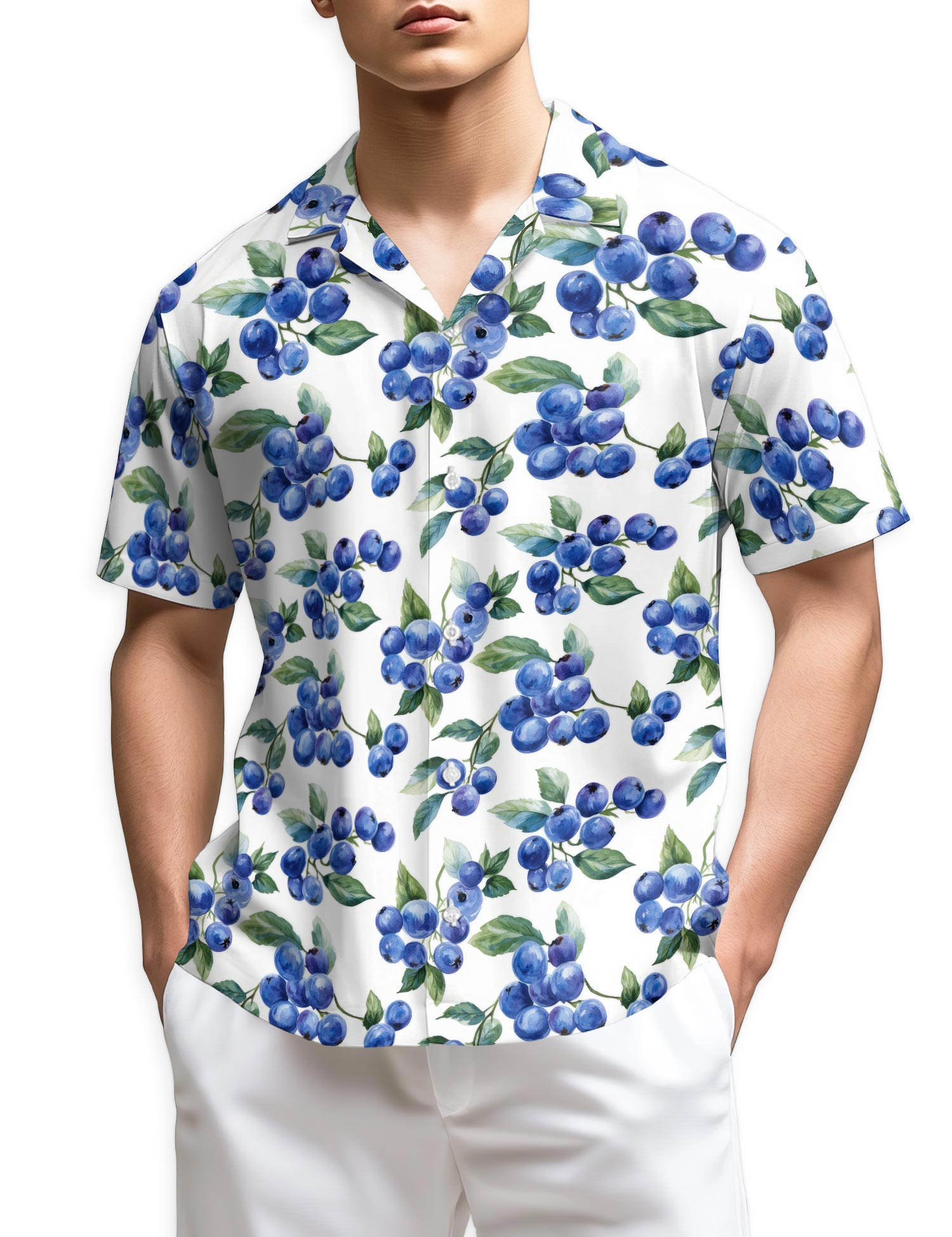 Azhawaiian Blueberry Pattern Hawaiian Shirt for Men