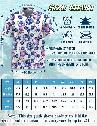 Blueberry Pattern Hawaiian Shirt for Men, Button Down Aloha Shirt - Azhawaiian