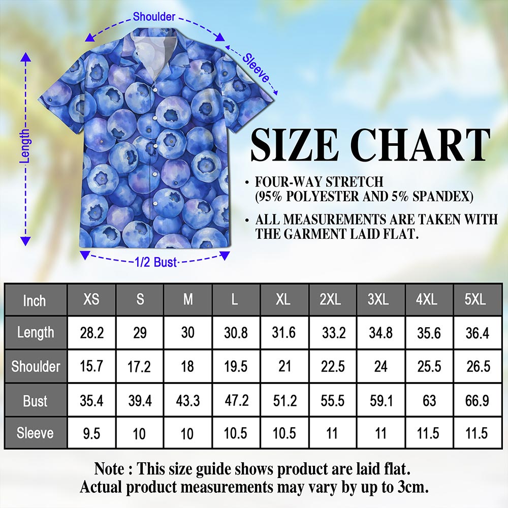 Blueberry Pattern Hawaiian Shirt for Men, Button Down Aloha Shirt - Azhawaiian