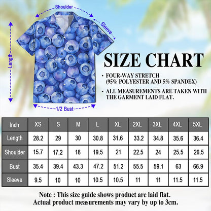 Blueberry Pattern Hawaiian Shirt for Men, Button Down Aloha Shirt - Azhawaiian