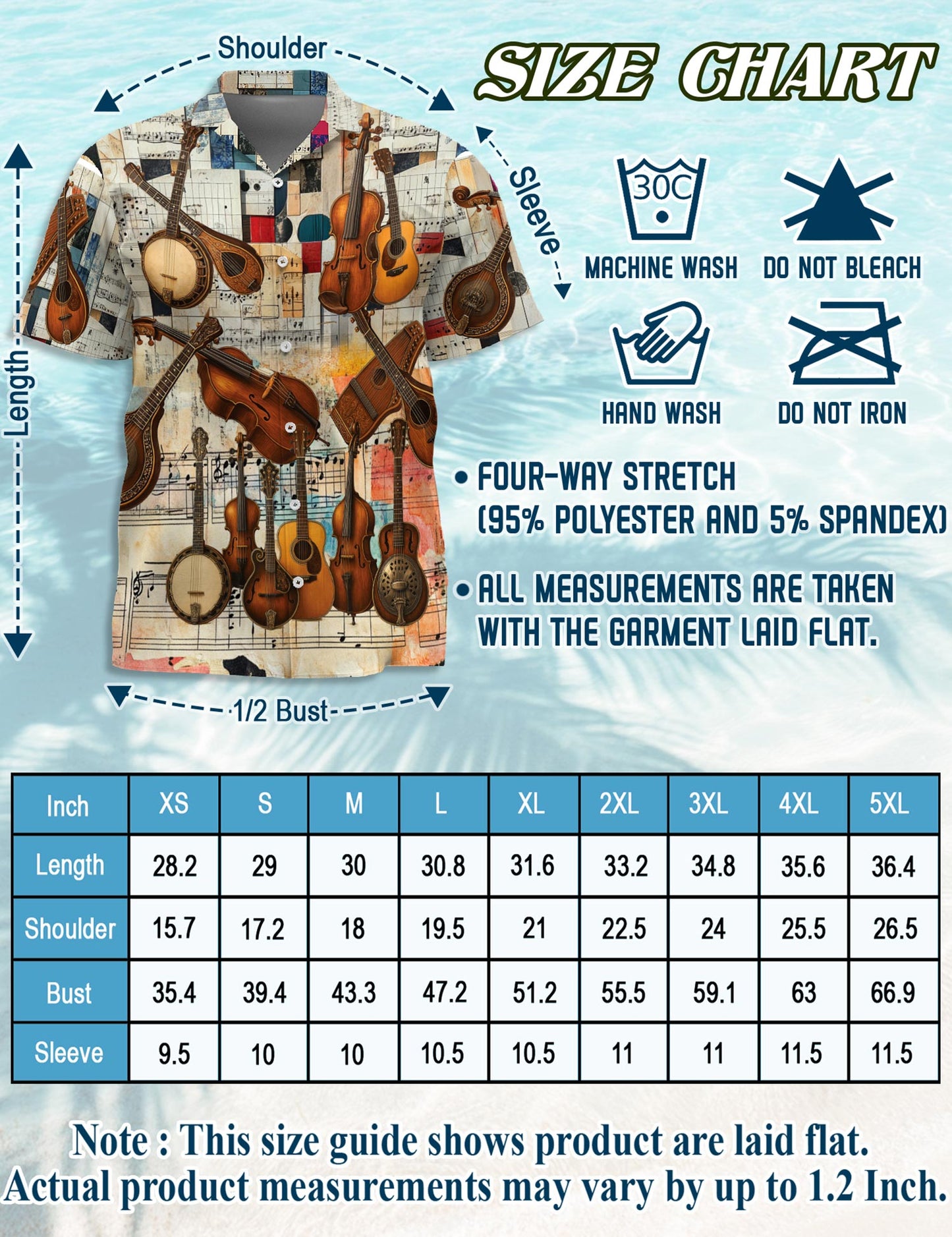 Bluegrass Music Hawaiian Shirt for Men, Button Down Aloha Shirt - Azhawaiian