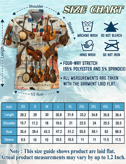 Bluegrass Music Hawaiian Shirt for Men, Button Down Aloha Shirt - Azhawaiian