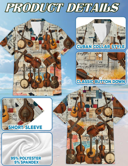 Bluegrass Music Hawaiian Shirt for Men, Button Down Aloha Shirt - Azhawaiian