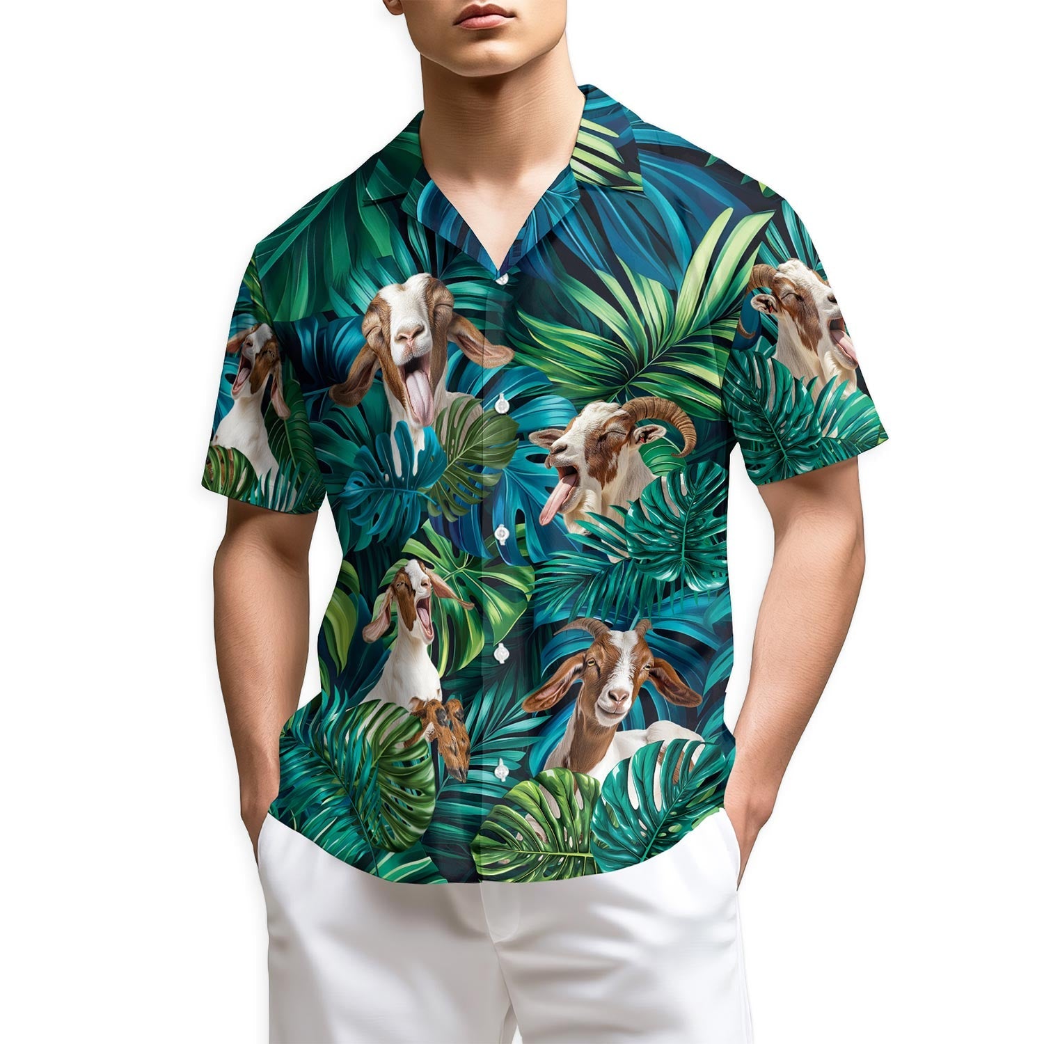 Azhawaiian Boer Goats Hawaiian Shirt for Men