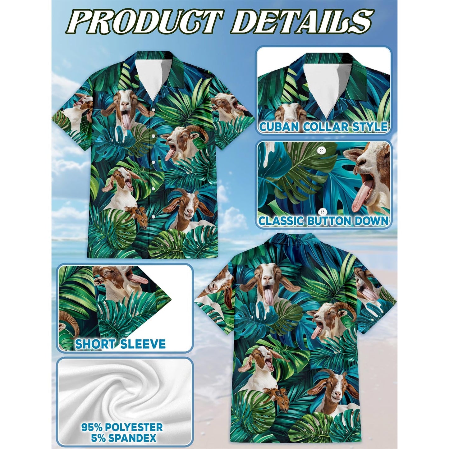 Boer Goats Hawaiian Shirt for Men, Button Down Aloha Shirt - Azhawaiian