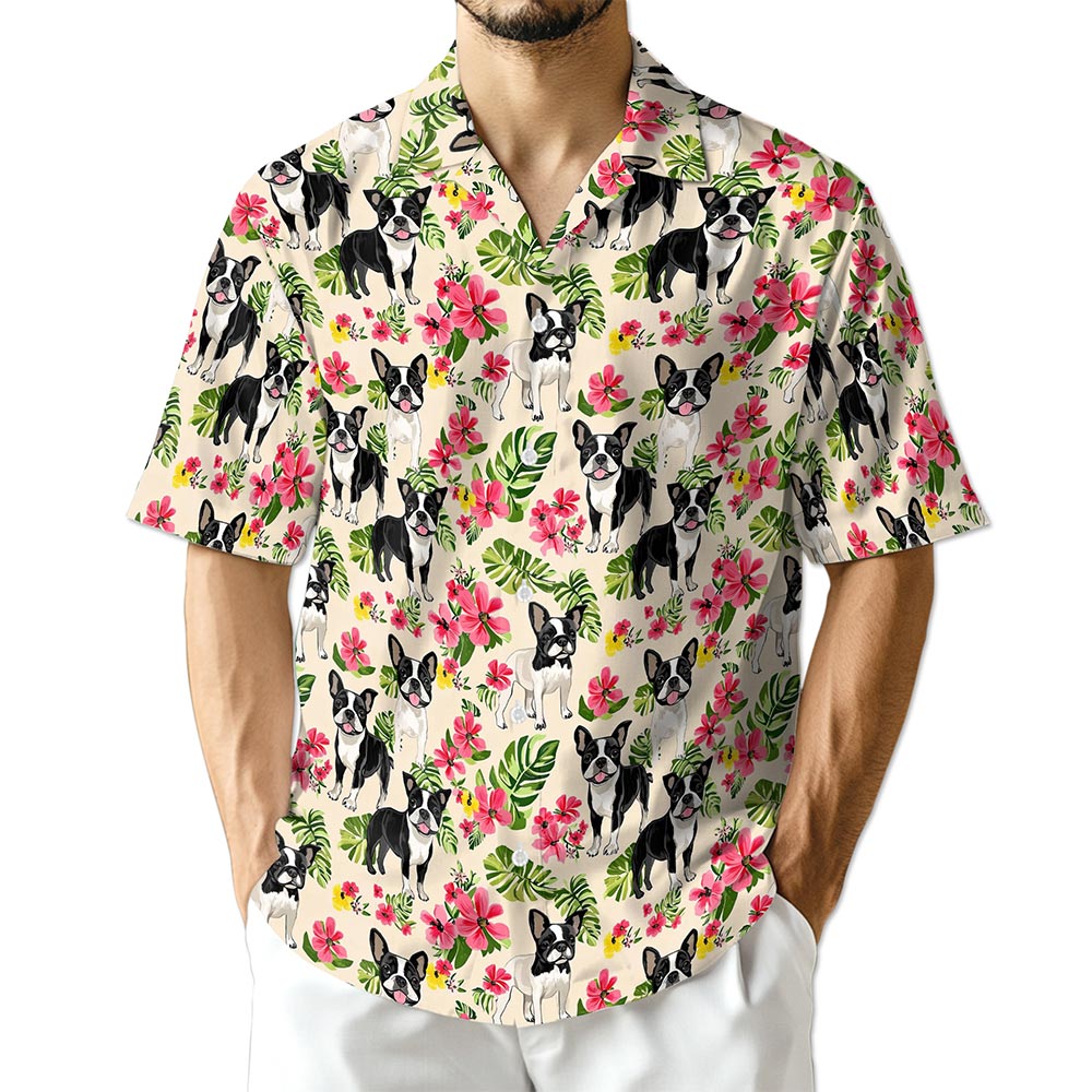 Azhawaiian Boston Terrier Hawaiian Shirt for Men