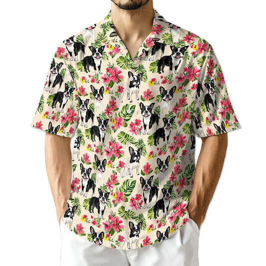 Azhawaiian Boston Terrier Hawaiian Shirt for Men