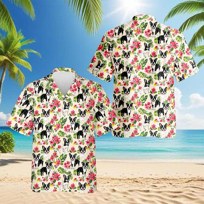 Boston Terrier Hawaiian Shirt for Men, Button Down Aloha Shirt - Azhawaiian