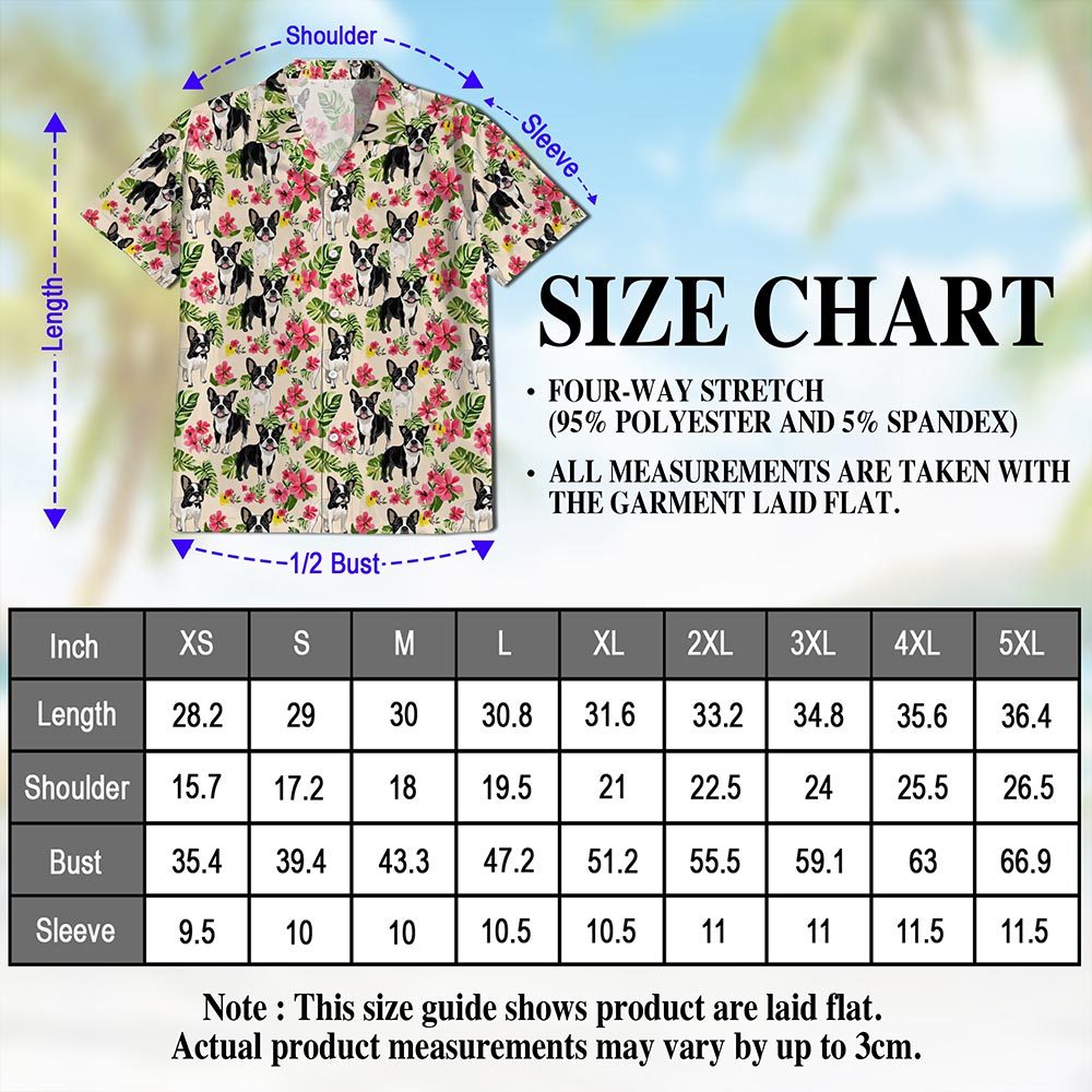 Boston Terrier Hawaiian Shirt for Men, Button Down Aloha Shirt - Azhawaiian
