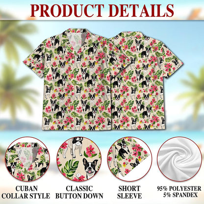 Boston Terrier Hawaiian Shirt for Men, Button Down Aloha Shirt - Azhawaiian