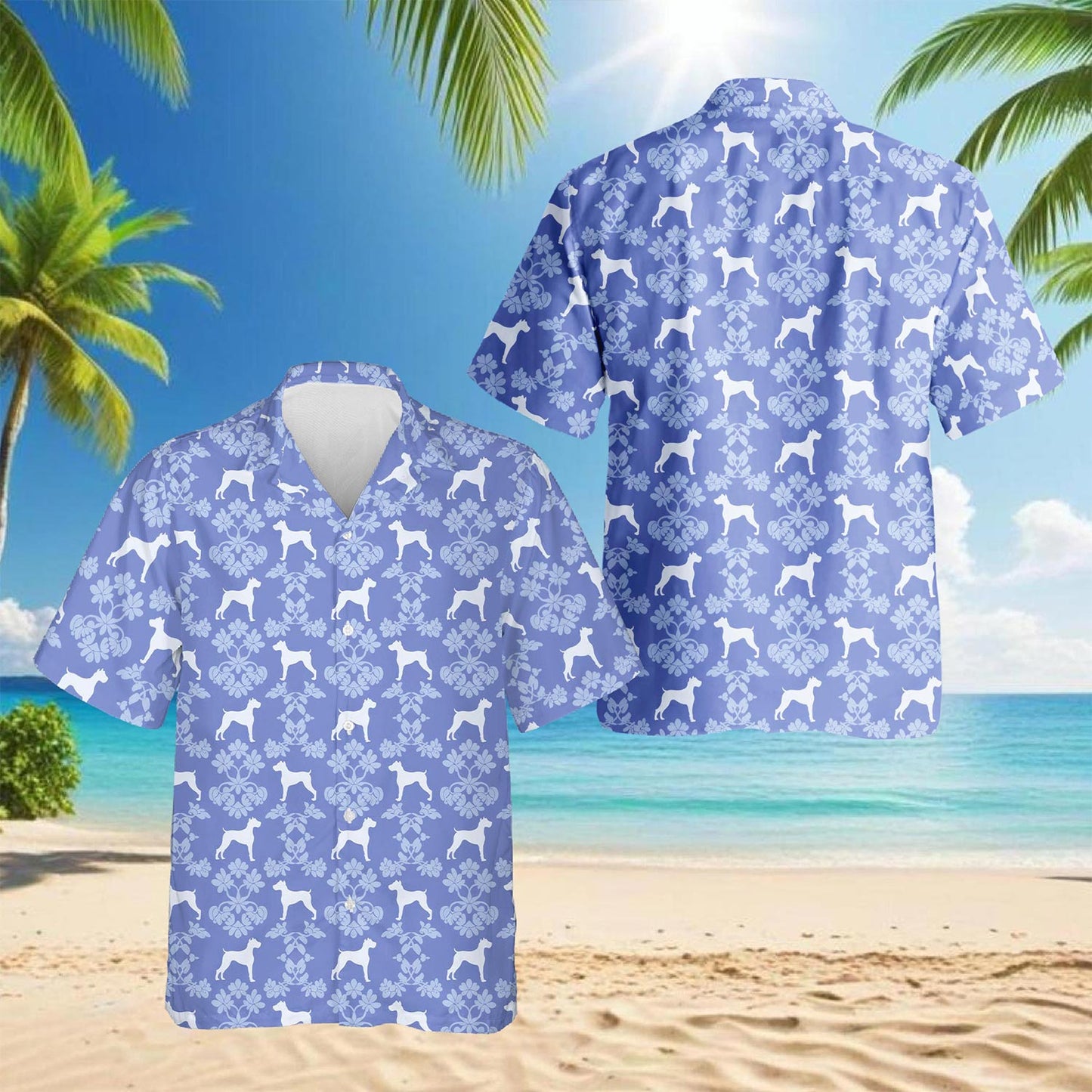 Boxer Dog Hawaiian Shirt for Men, Button Down Aloha Shirt - Azhawaiian