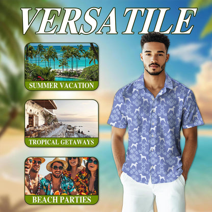 Boxer Dog Hawaiian Shirt for Men, Button Down Aloha Shirt - Azhawaiian