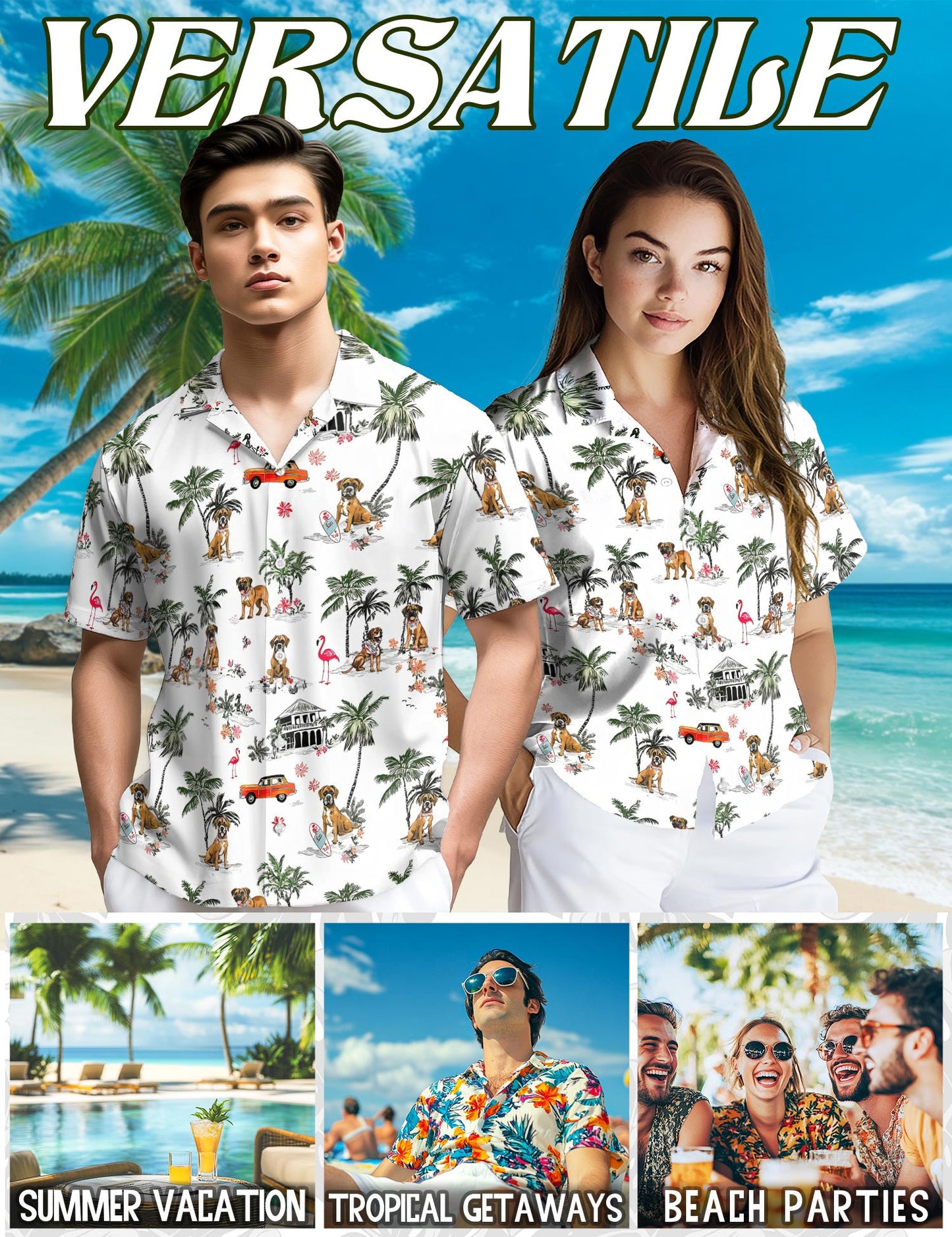 Boxer Hawaiian Shirt for Men, Button Down Aloha Shirt - Azhawaiian