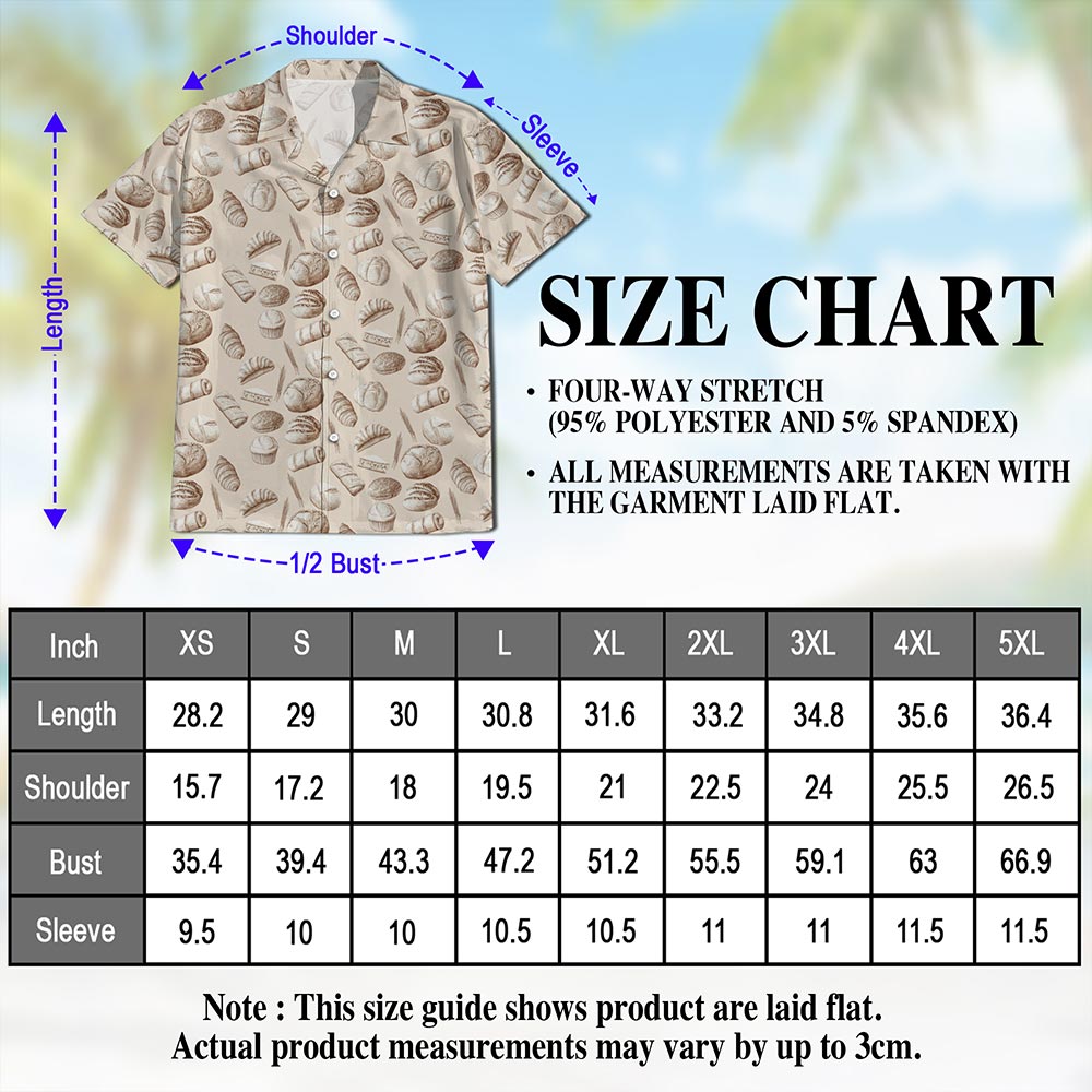 Bread Pattern Hawaiian Shirt for Men, Button Down Aloha Shirt - Azhawaiian