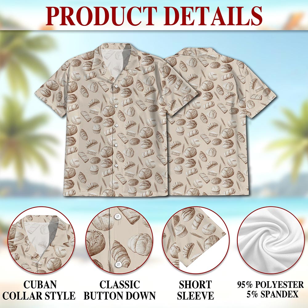 Bread Pattern Hawaiian Shirt for Men, Button Down Aloha Shirt - Azhawaiian