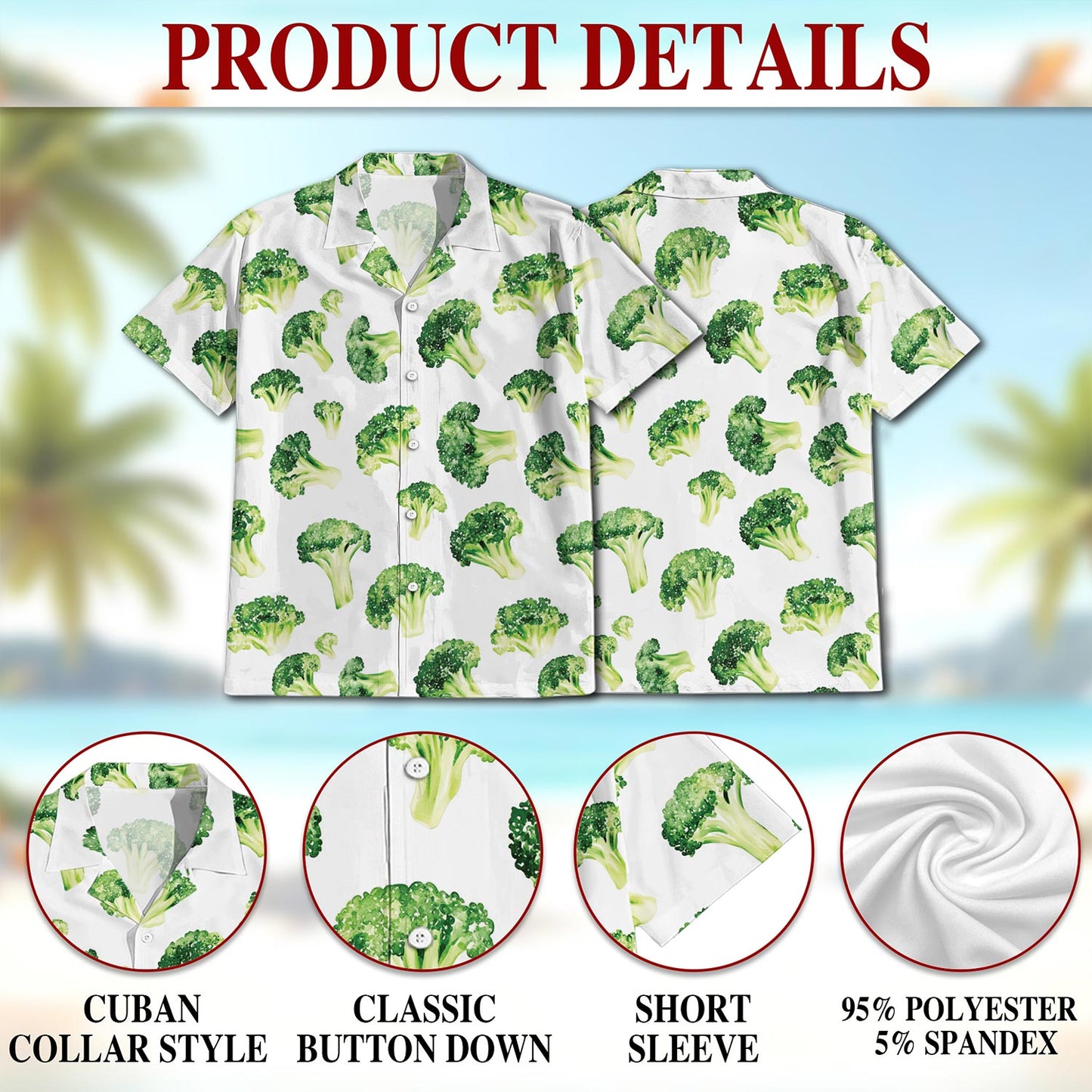 Broccoli Hawaiian Shirt for Men, Button Down Aloha Shirt - Azhawaiian
