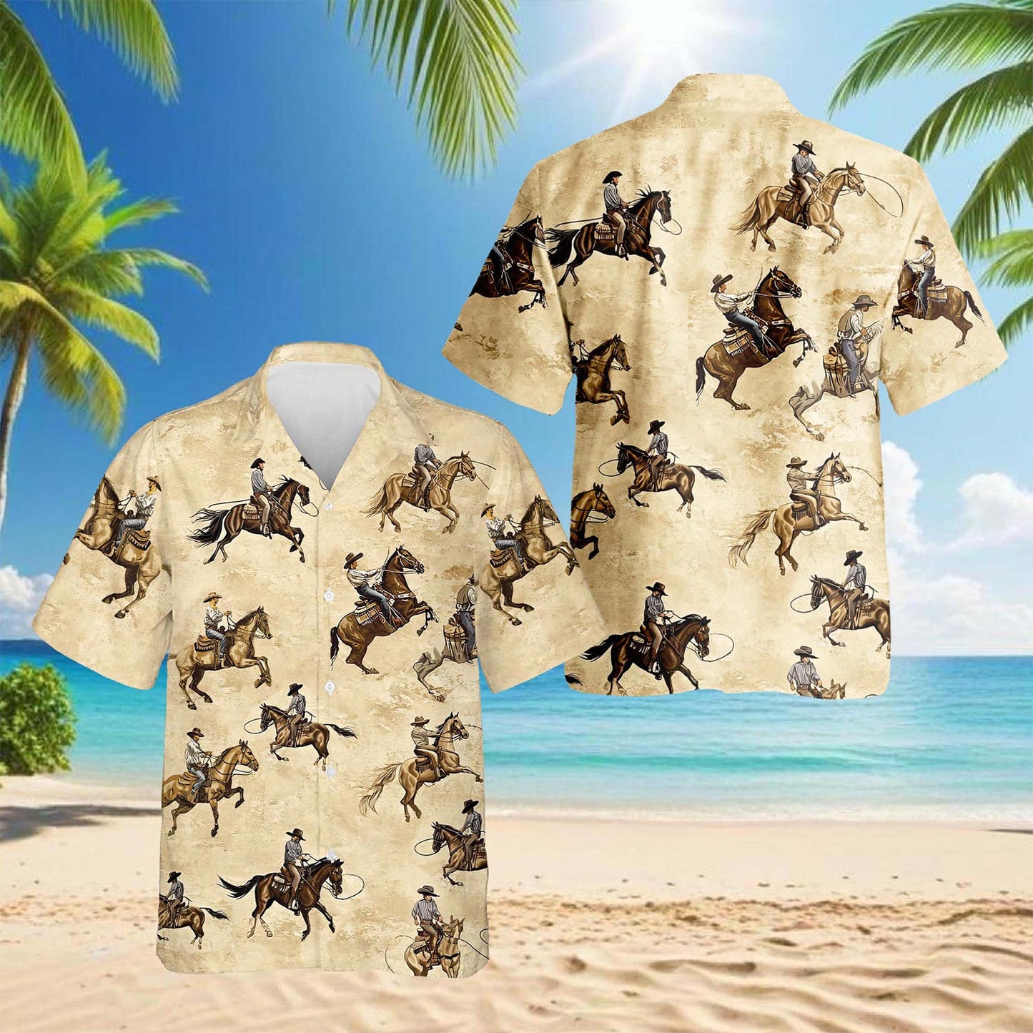 Brown Horse Rodeo Hawaiian Shirt for Men, Button Down Aloha Shirt - Azhawaiian