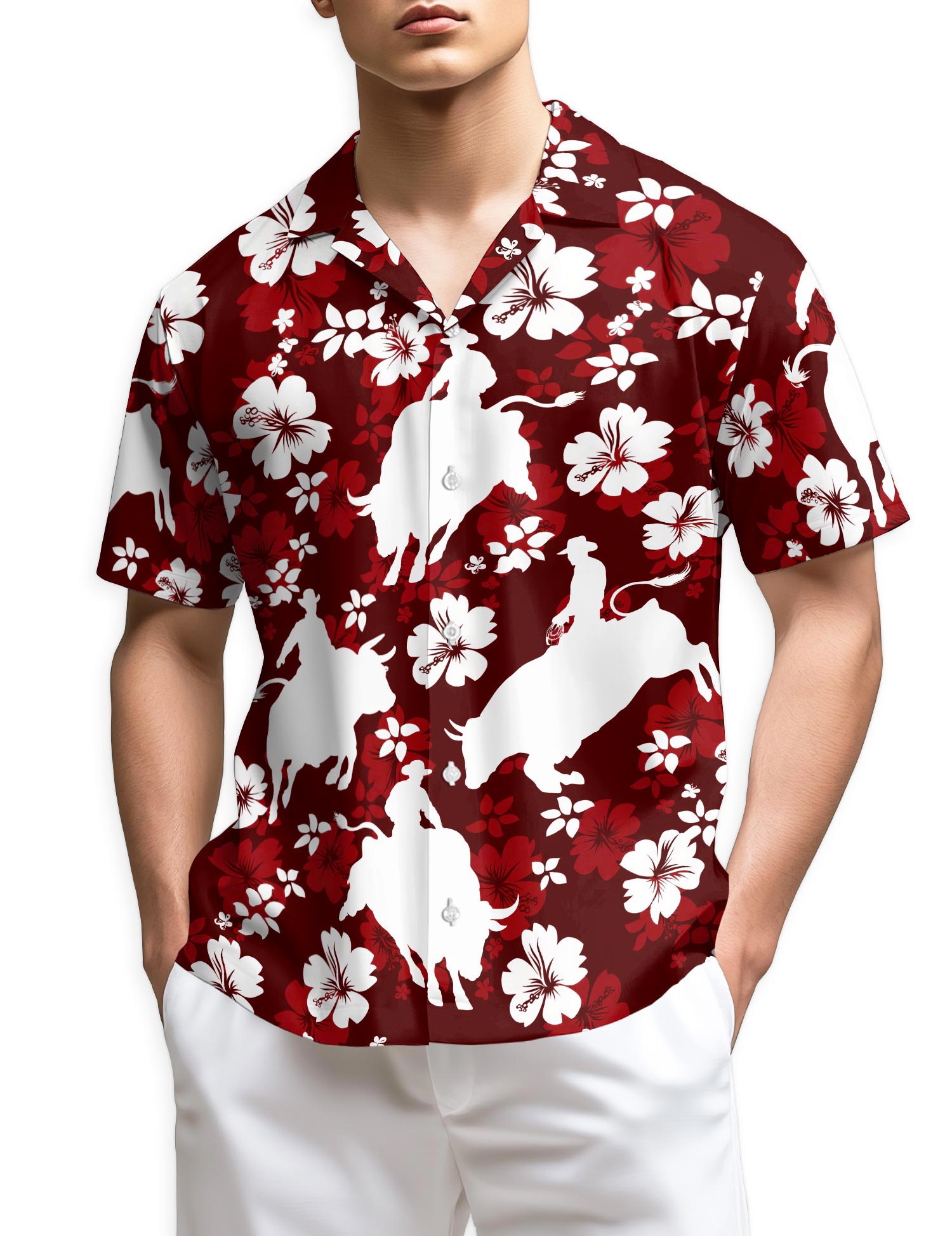 Azhawaiian Bull Riding Hawaiian Shirt for Men