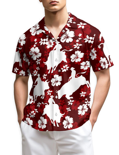 Azhawaiian Bull Riding Hawaiian Shirt for Men