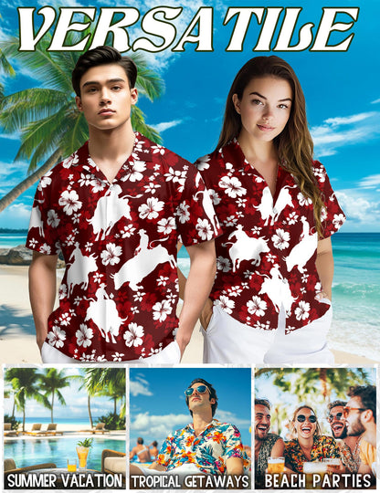 Bull Riding Hawaiian Shirt for Men, Button Down Aloha Shirt - Azhawaiian