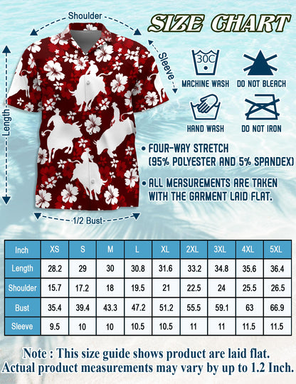 Bull Riding Hawaiian Shirt for Men, Button Down Aloha Shirt - Azhawaiian