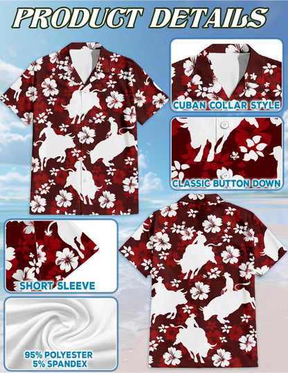 Bull Riding Hawaiian Shirt for Men, Button Down Aloha Shirt - Azhawaiian