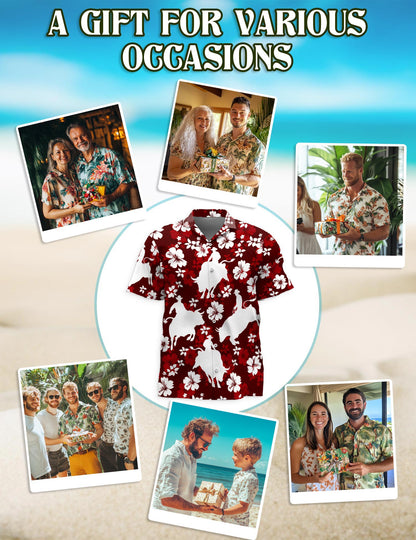Bull Riding Hawaiian Shirt for Men, Button Down Aloha Shirt - Azhawaiian