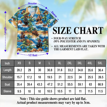 Bull Riding On Beach Hawaiian Shirt for Men, Button Down Aloha Shirt - Azhawaiian