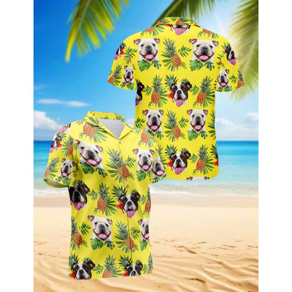 Bulldog Hawaiian Shirt for Men, Button Down Aloha Shirt - Azhawaiian
