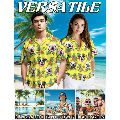 Bulldog Hawaiian Shirt for Men, Button Down Aloha Shirt - Azhawaiian