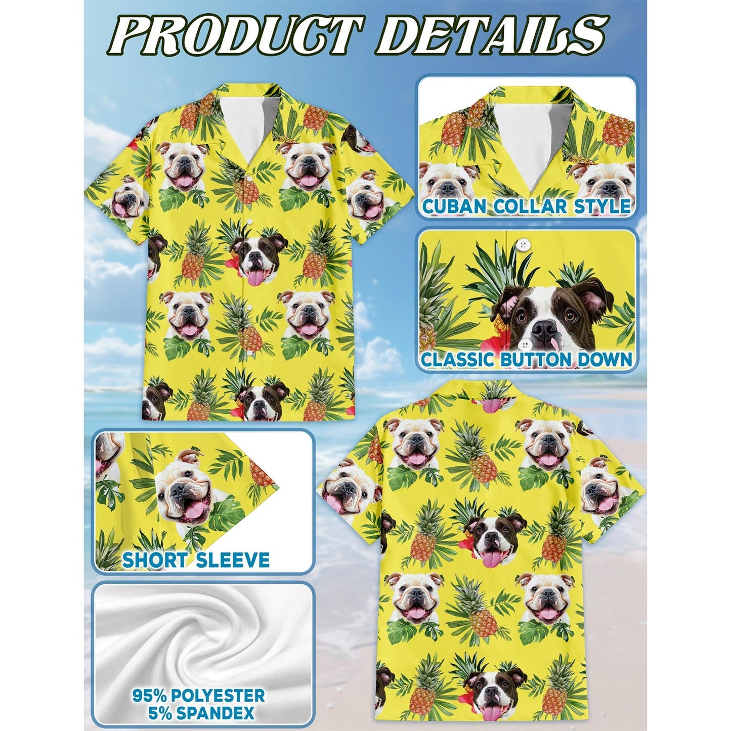 Bulldog Hawaiian Shirt for Men, Button Down Aloha Shirt - Azhawaiian