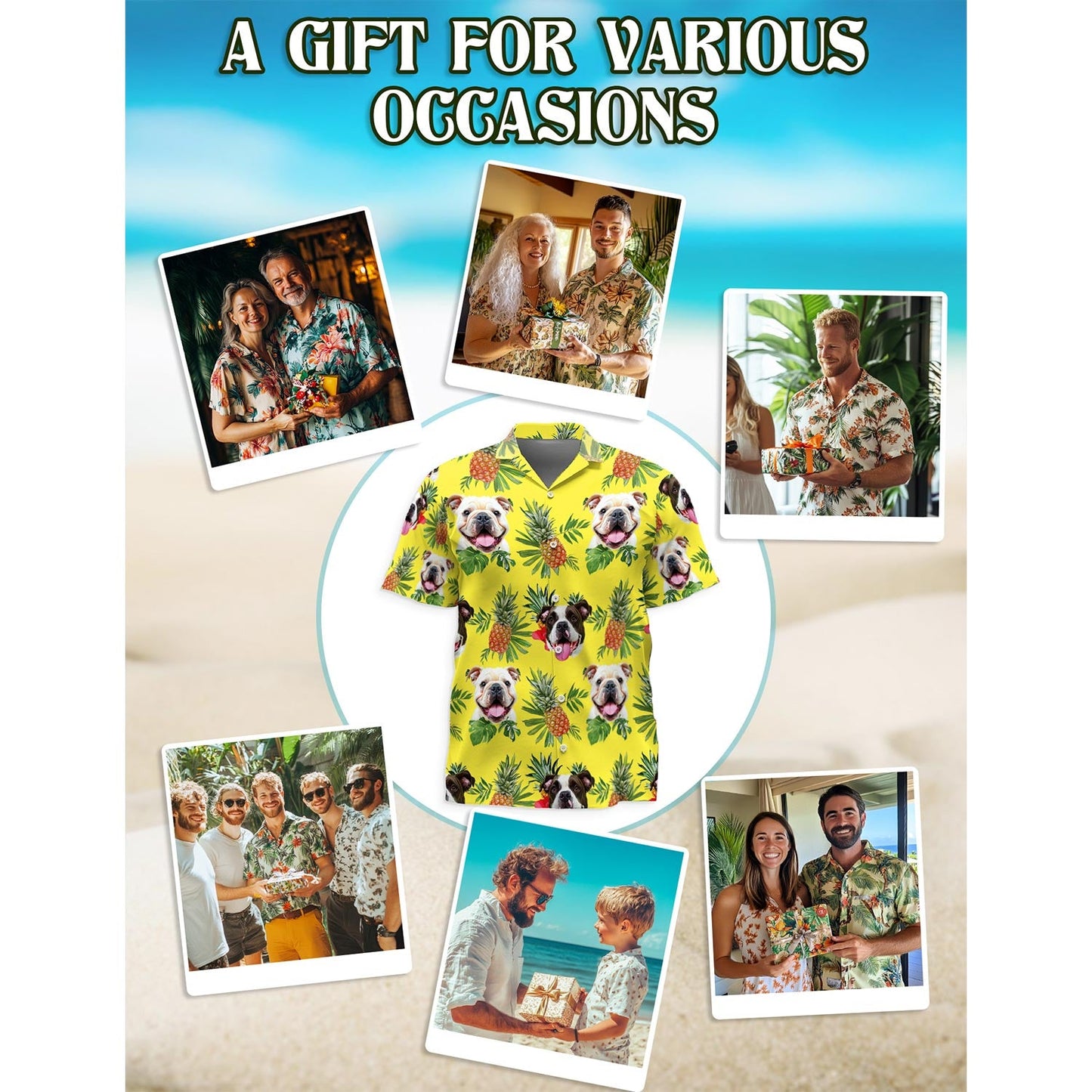 Bulldog Hawaiian Shirt for Men, Button Down Aloha Shirt - Azhawaiian