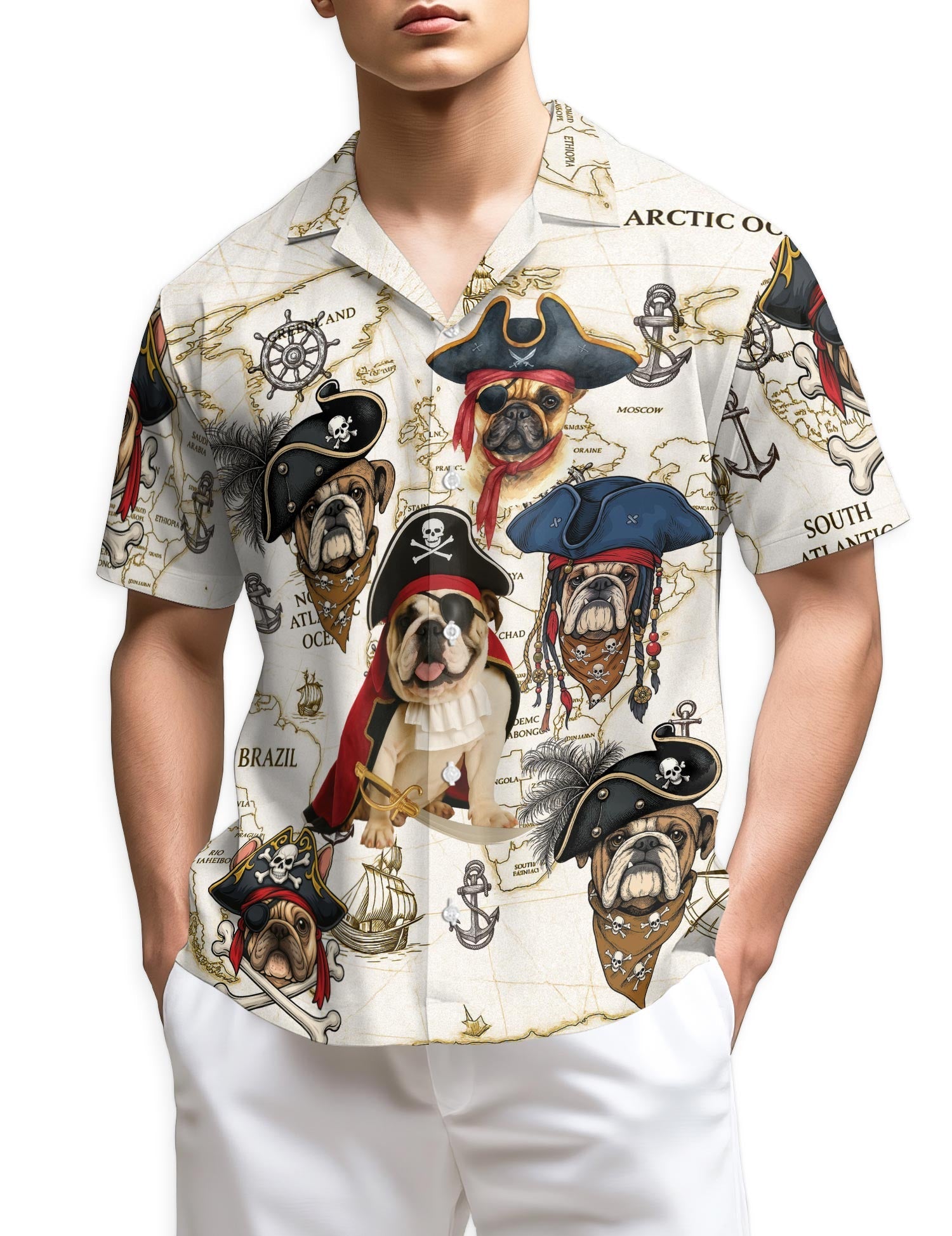 Azhawaiian Bulldog Pirate Hawaiian Shirt for Men