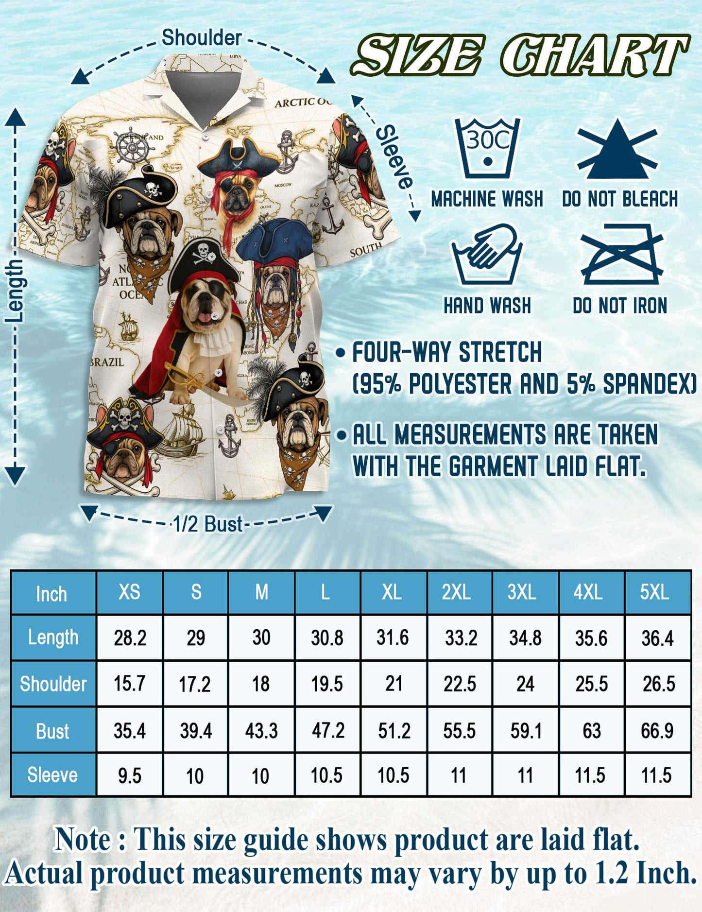 Bulldog Pirate Hawaiian Shirt for Men, Button Down Aloha Shirt - Azhawaiian