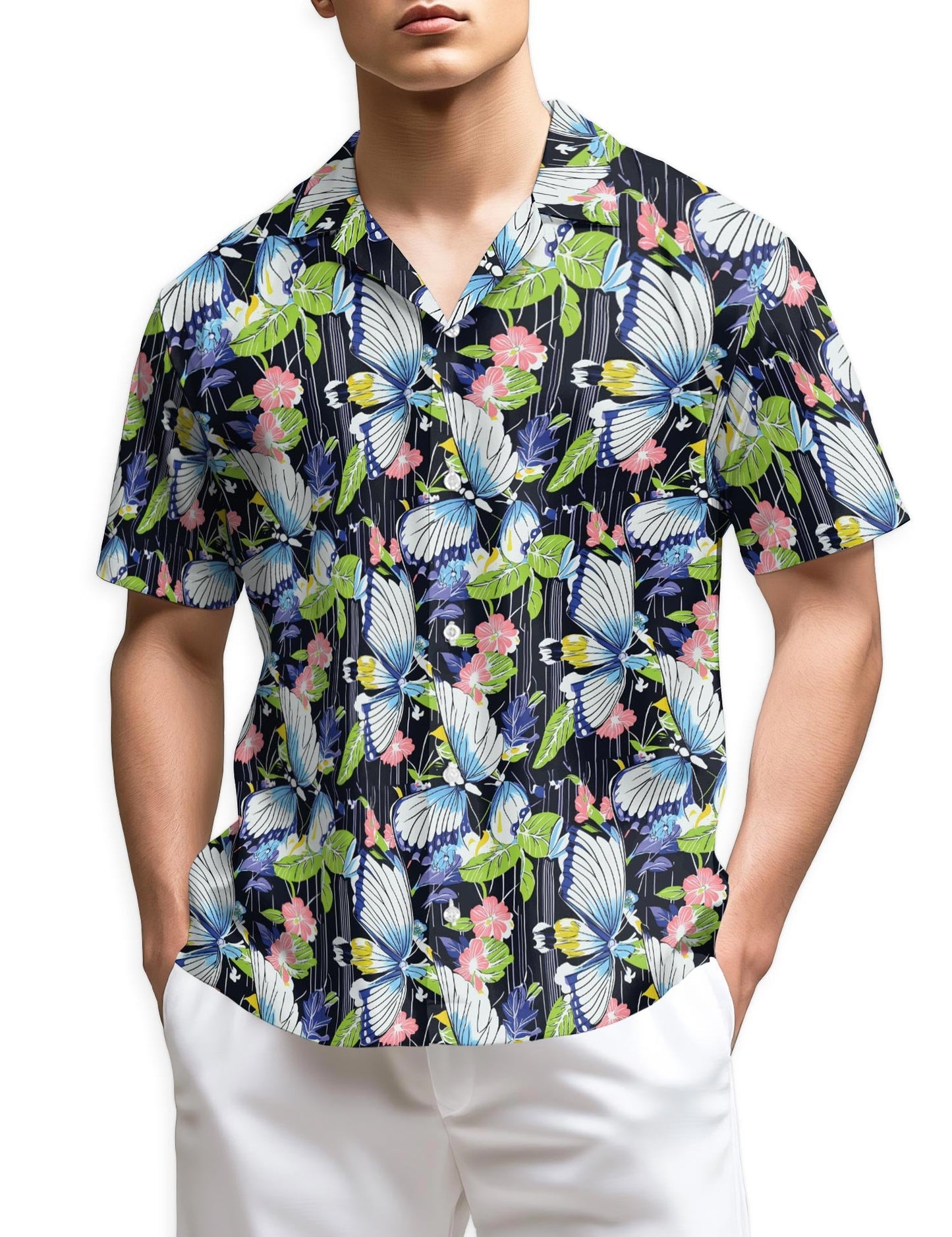 Azhawaiian Butterfly Hawaiian Shirt for Men