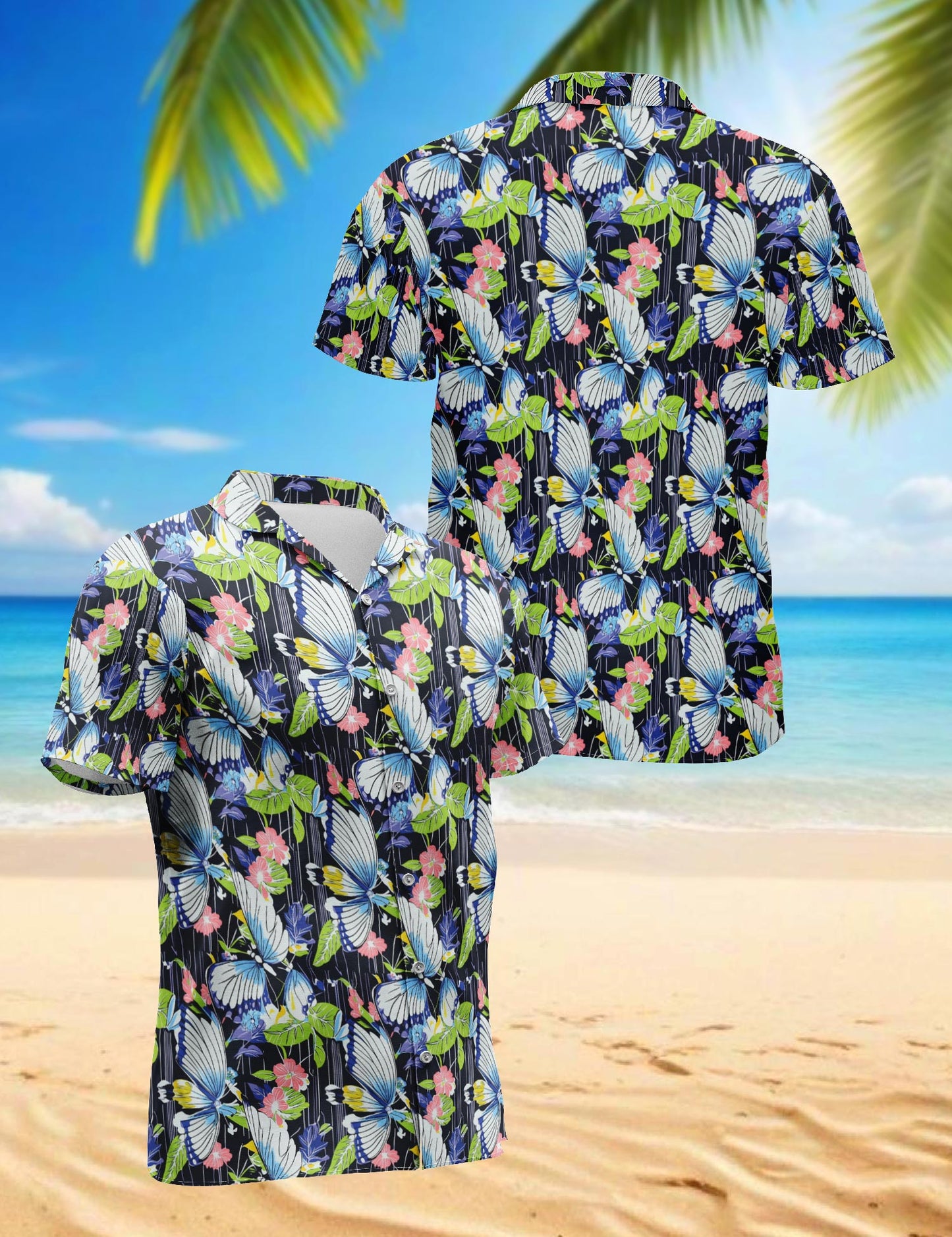 Butterfly Hawaiian Shirt for Men, Button Down Aloha Shirt - Azhawaiian