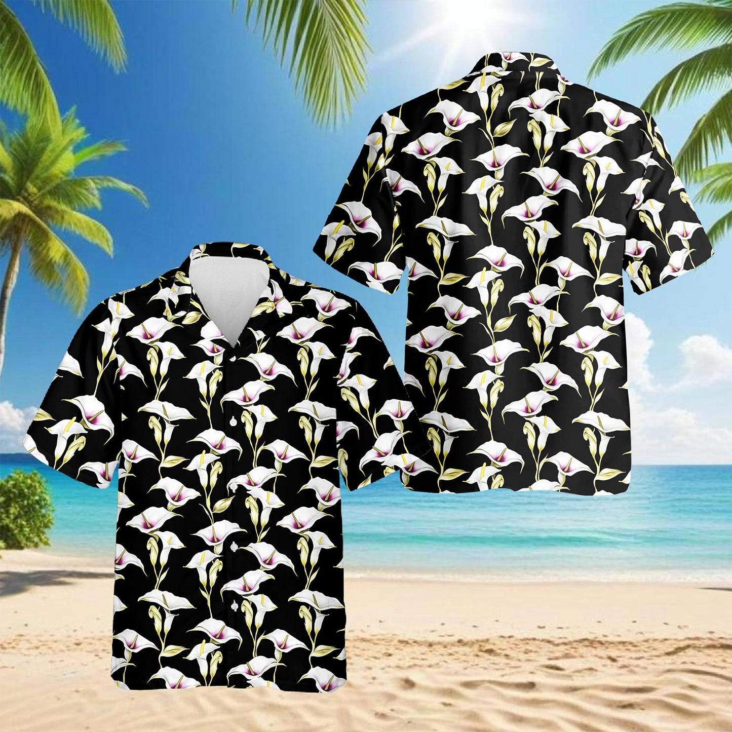 Calla Lily Hawaiian Shirt for Men, Button Down Aloha Shirt - Azhawaiian