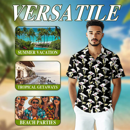 Calla Lily Hawaiian Shirt for Men, Button Down Aloha Shirt - Azhawaiian